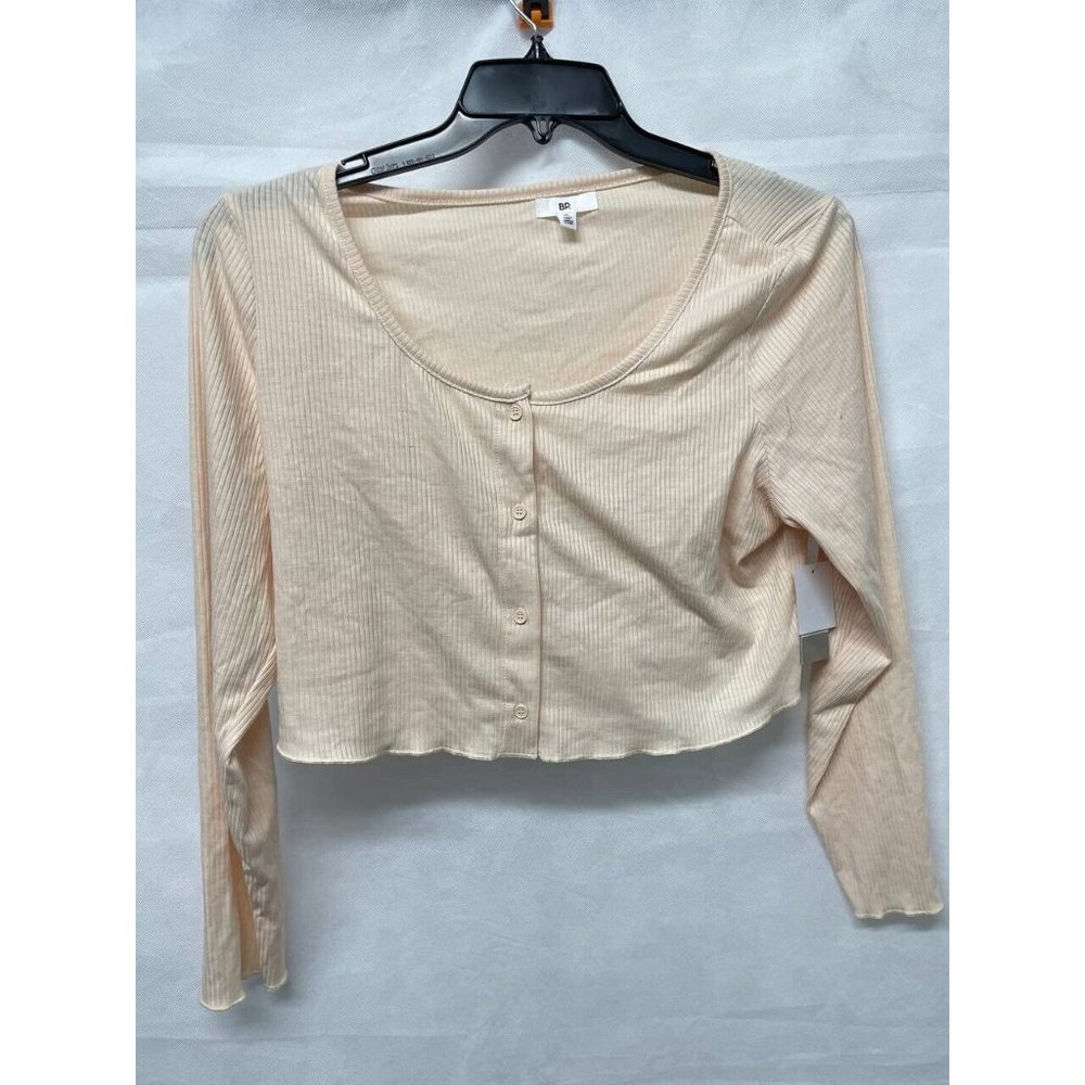 Nordstrom "BP." Women's Long Sleeve Crop Top Button-Up W/ Cammy 2pc Peach SZ 1X